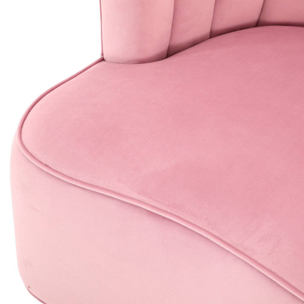 Pink Velvet Deco Left Fan Chair