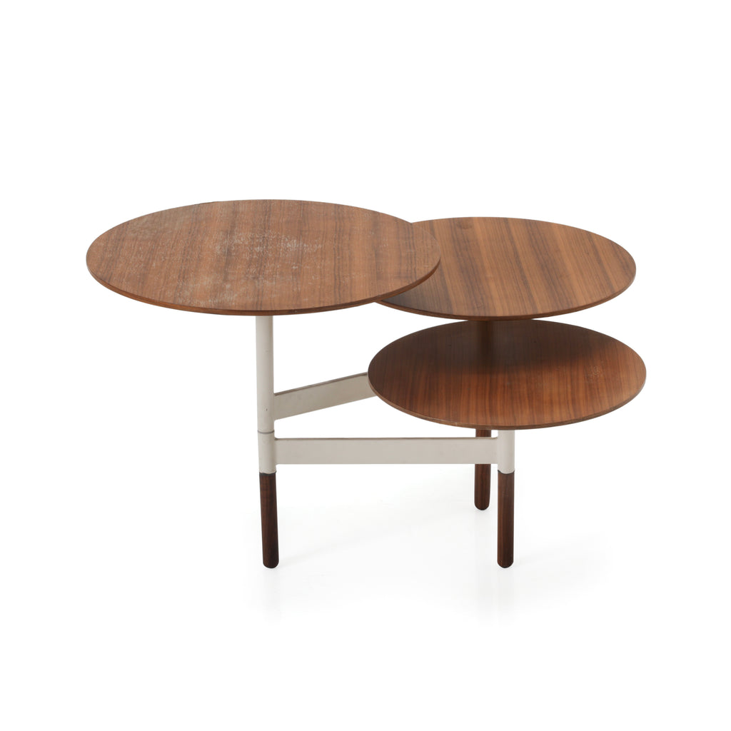 Wood / White 3-Tier Round Coffee Table