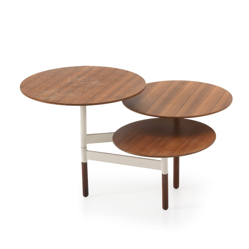 Wood / White 3-Tier Round Coffee Table