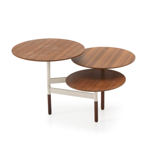 Wood / White 3-Tier Round Coffee Table