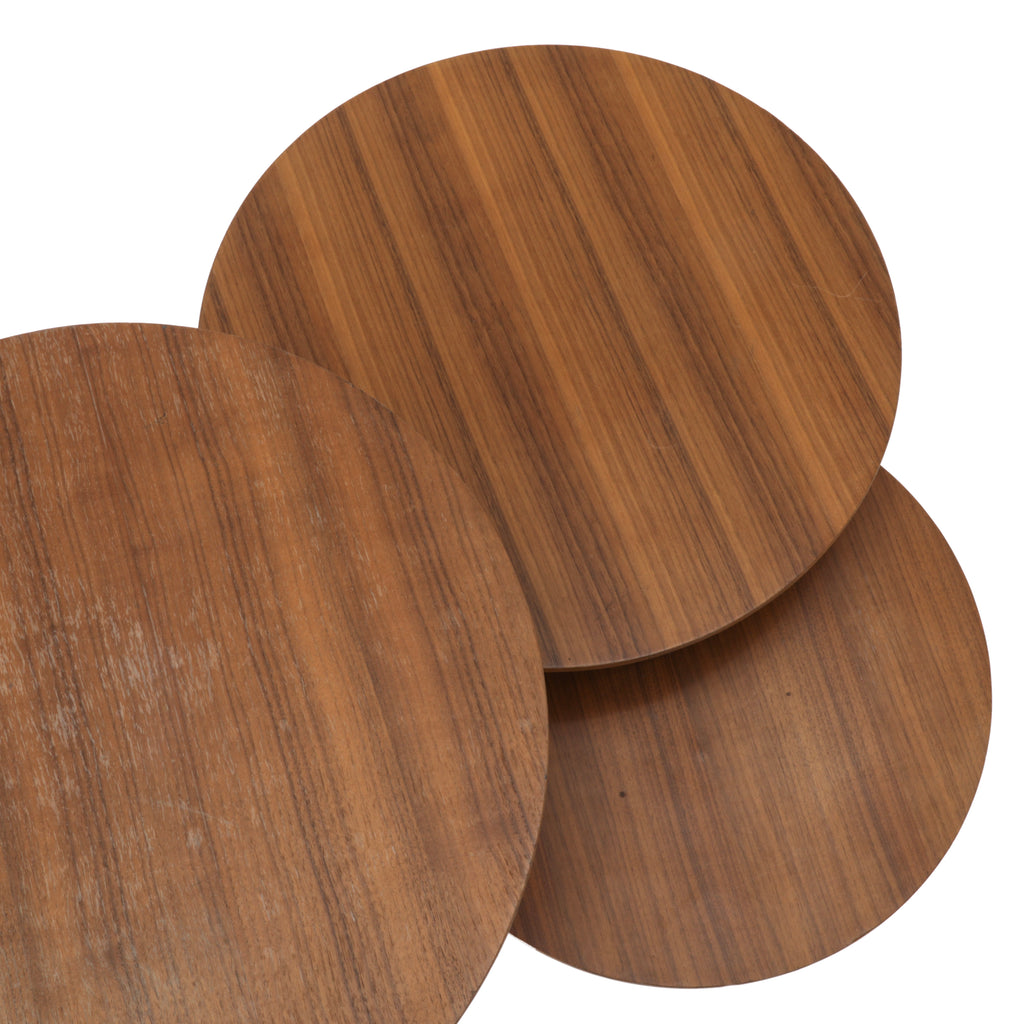Wood / White 3-Tier Round Coffee Table