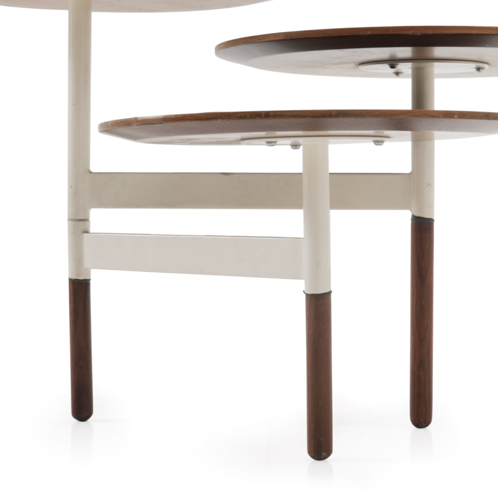 Wood / White 3-Tier Round Coffee Table