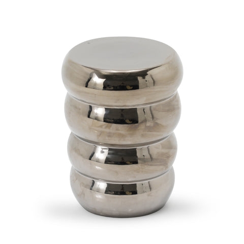 Ribbed Chrome Ceramic Pedestal