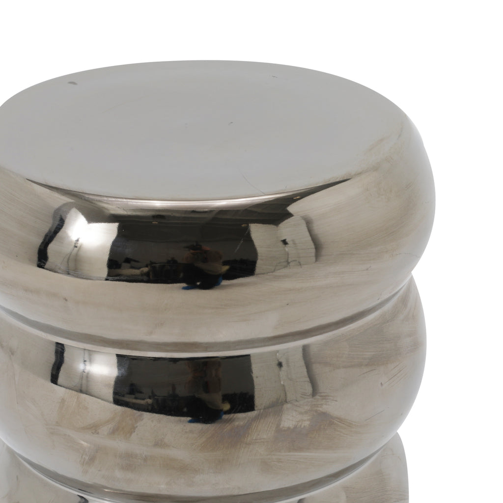 Ribbed Chrome Ceramic Pedestal
