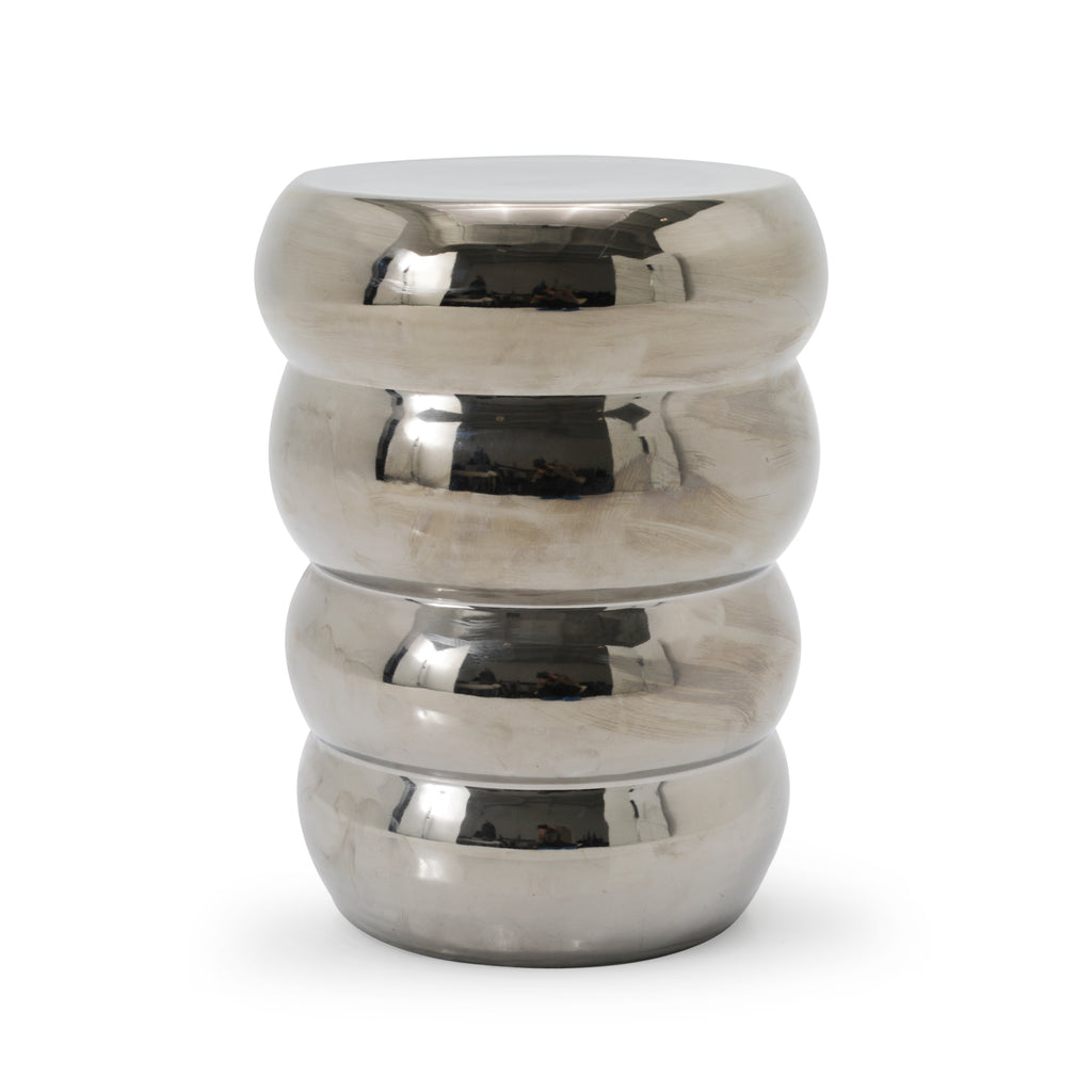 Ribbed Chrome Ceramic Pedestal