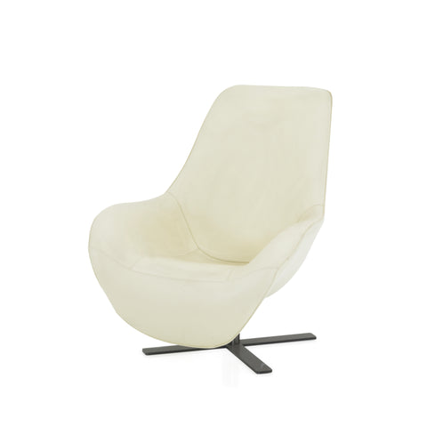 Cream Leather X Base Lounge Chair