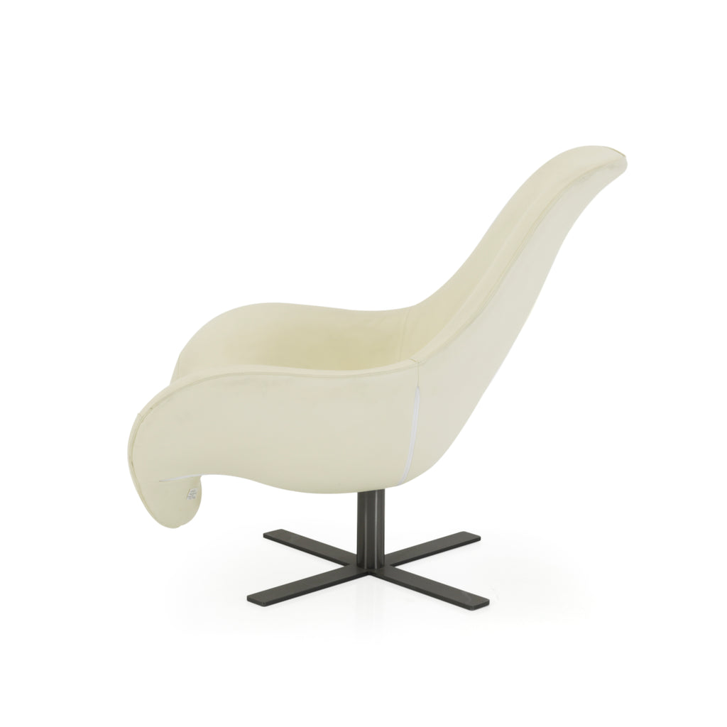 Cream Leather X Base Lounge Chair
