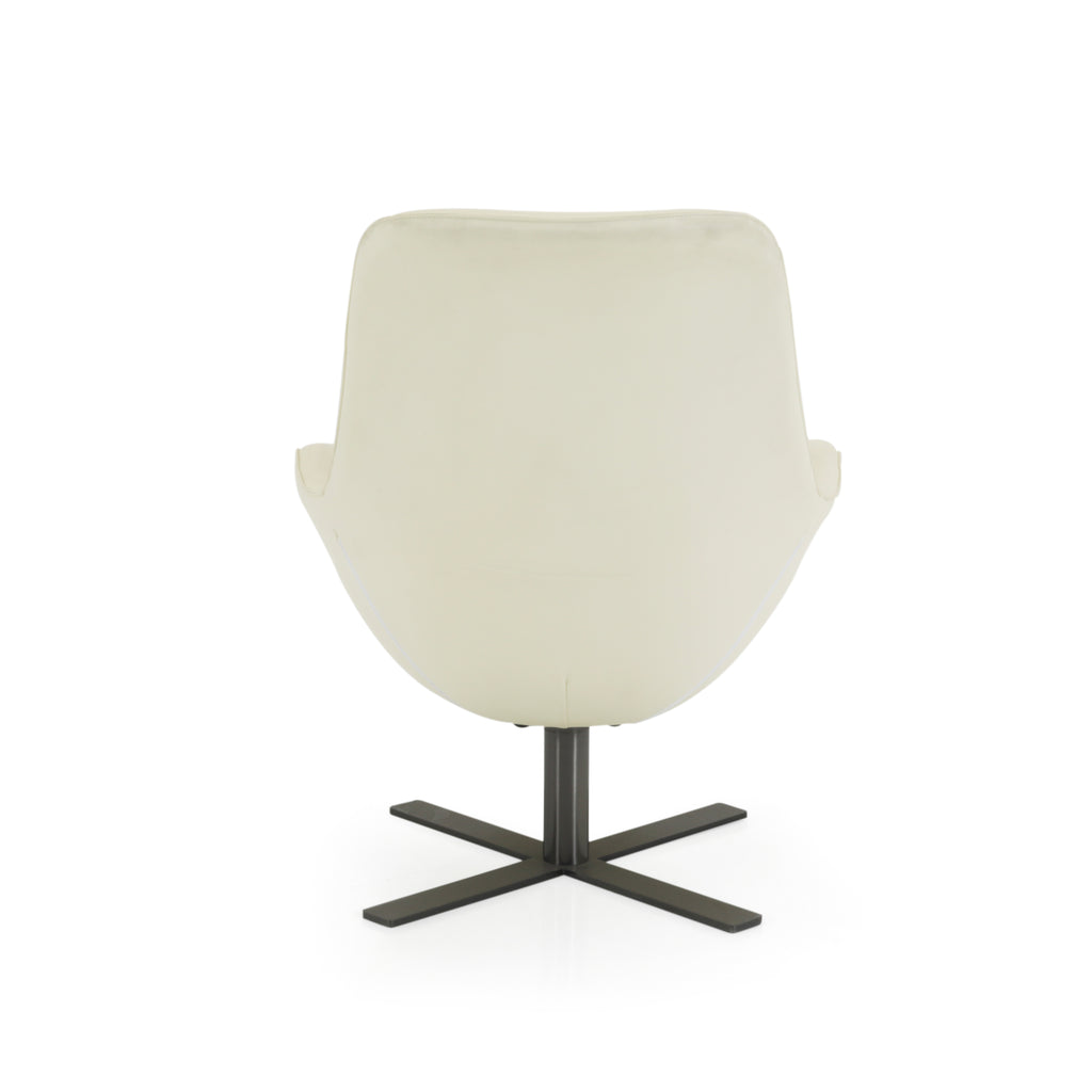 Cream Leather X Base Lounge Chair
