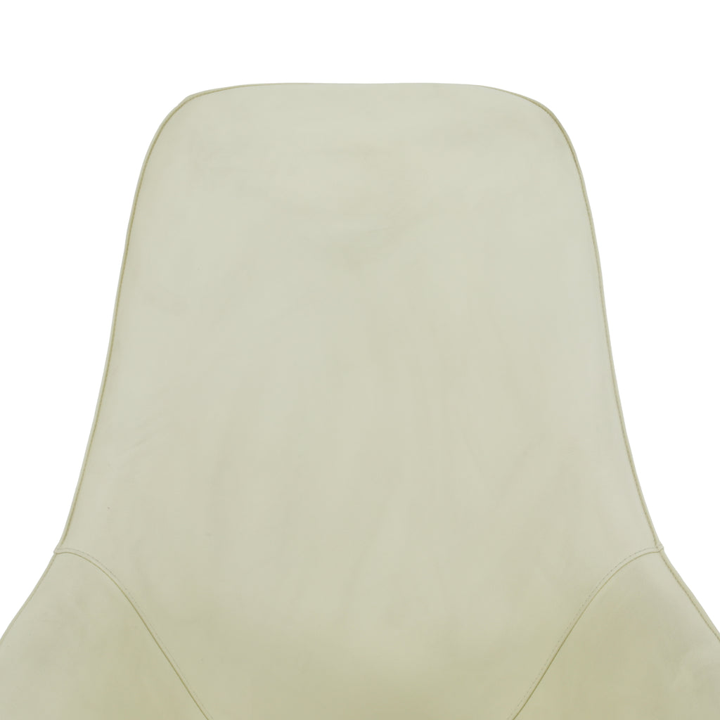 Cream Leather X Base Lounge Chair