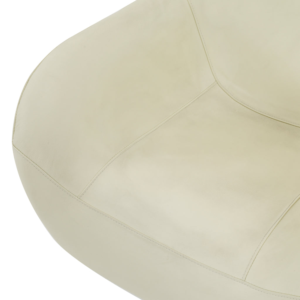 Cream Leather X Base Lounge Chair