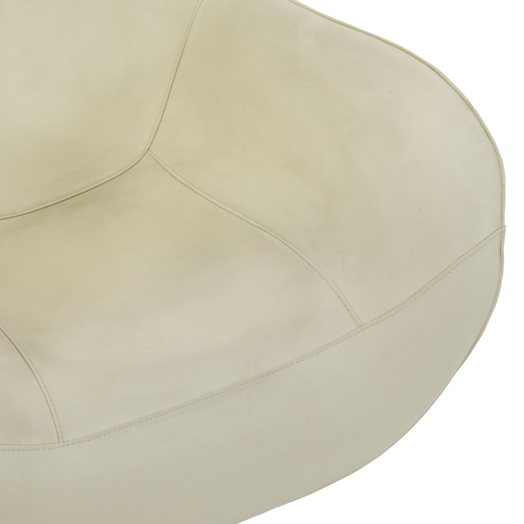 Cream Leather X Base Lounge Chair