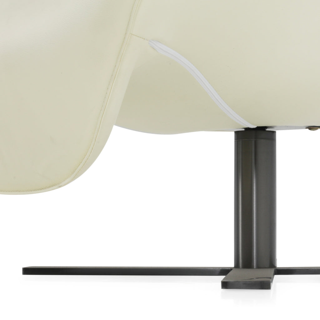 Cream Leather X Base Lounge Chair