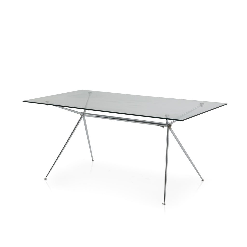 Modern Glass / Chrome Dining Table