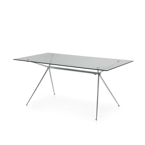 Modern Glass / Chrome Dining Table