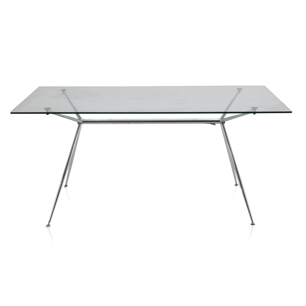 Modern Glass / Chrome Dining Table