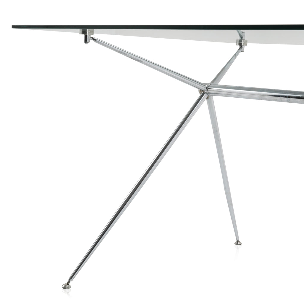 Modern Glass / Chrome Dining Table
