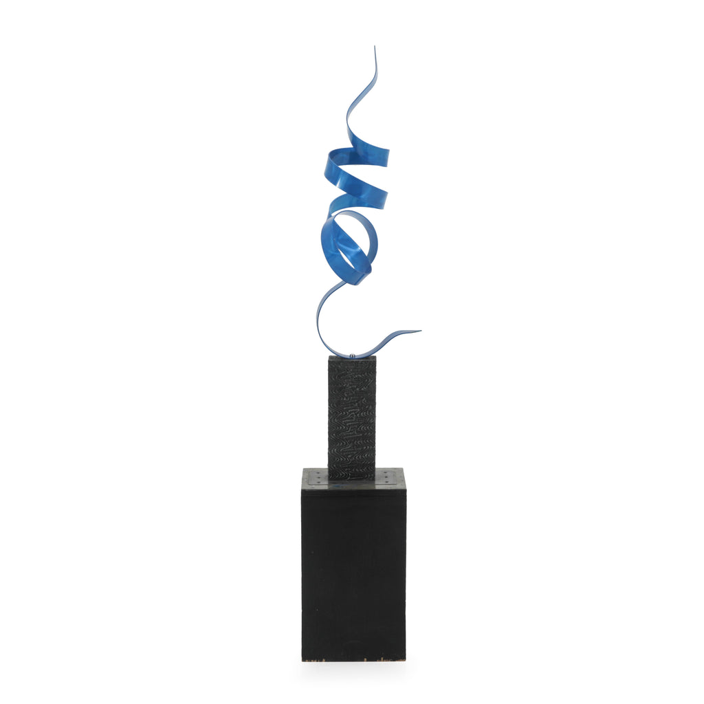 Blue Twist Metallic Floor Sculpture