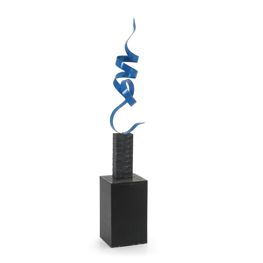 Blue Twist Metallic Floor Sculpture