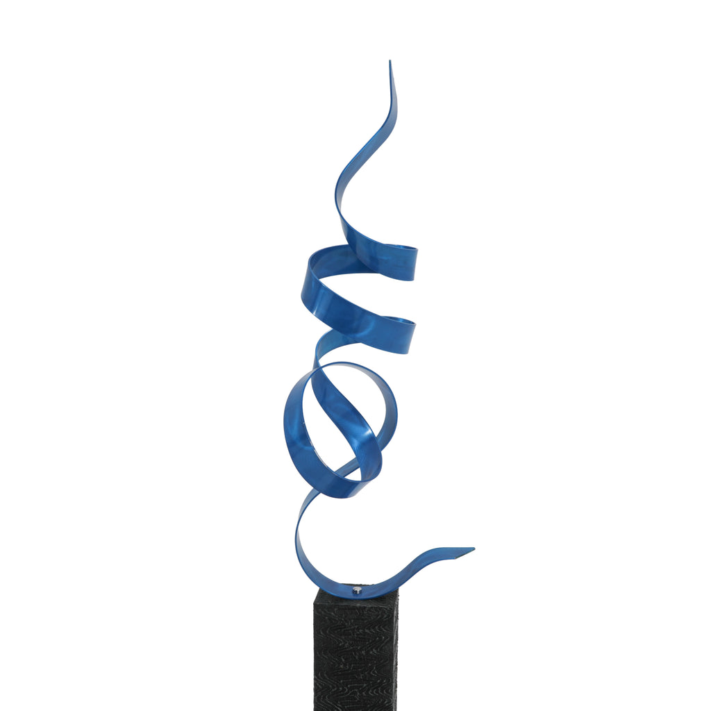 Blue Twist Metallic Floor Sculpture