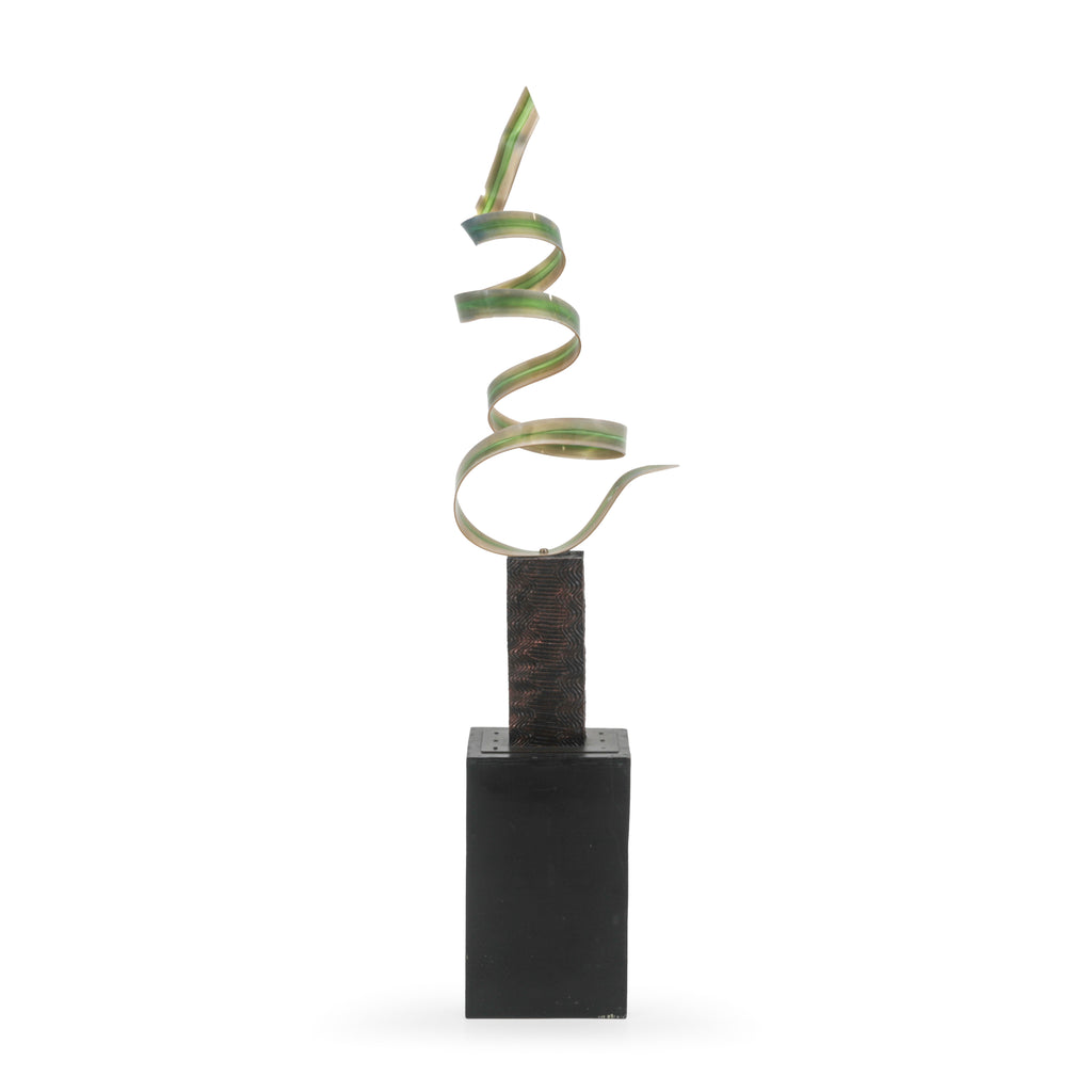 Green Twist Metallic Floor Sculpture