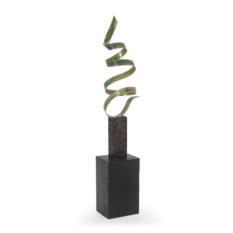 Green Twist Metallic Floor Sculpture