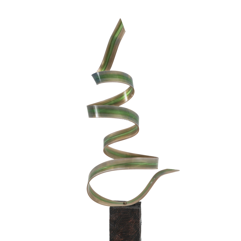 Green Twist Metallic Floor Sculpture