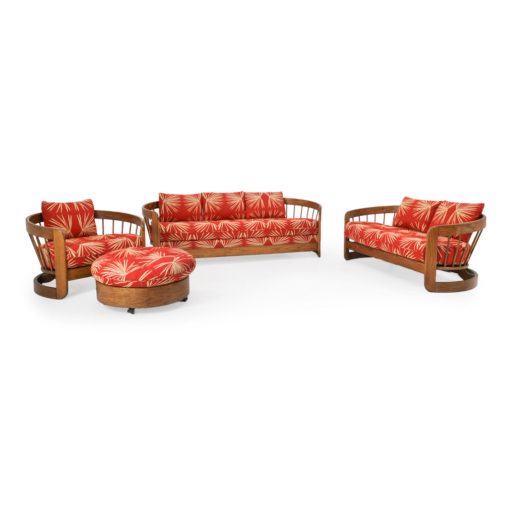 Red Boho Curved Back Couch