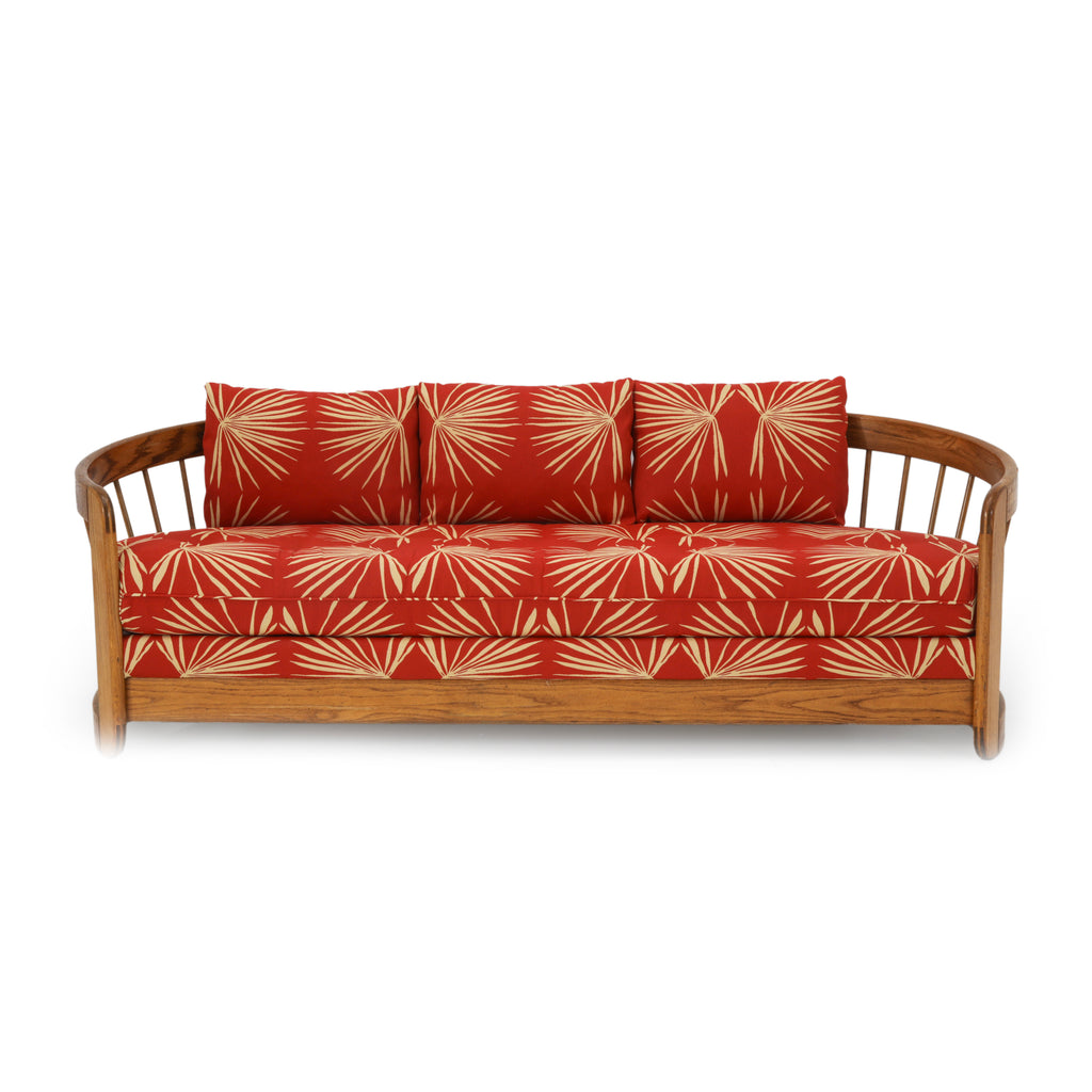Red Boho Curved Back Couch