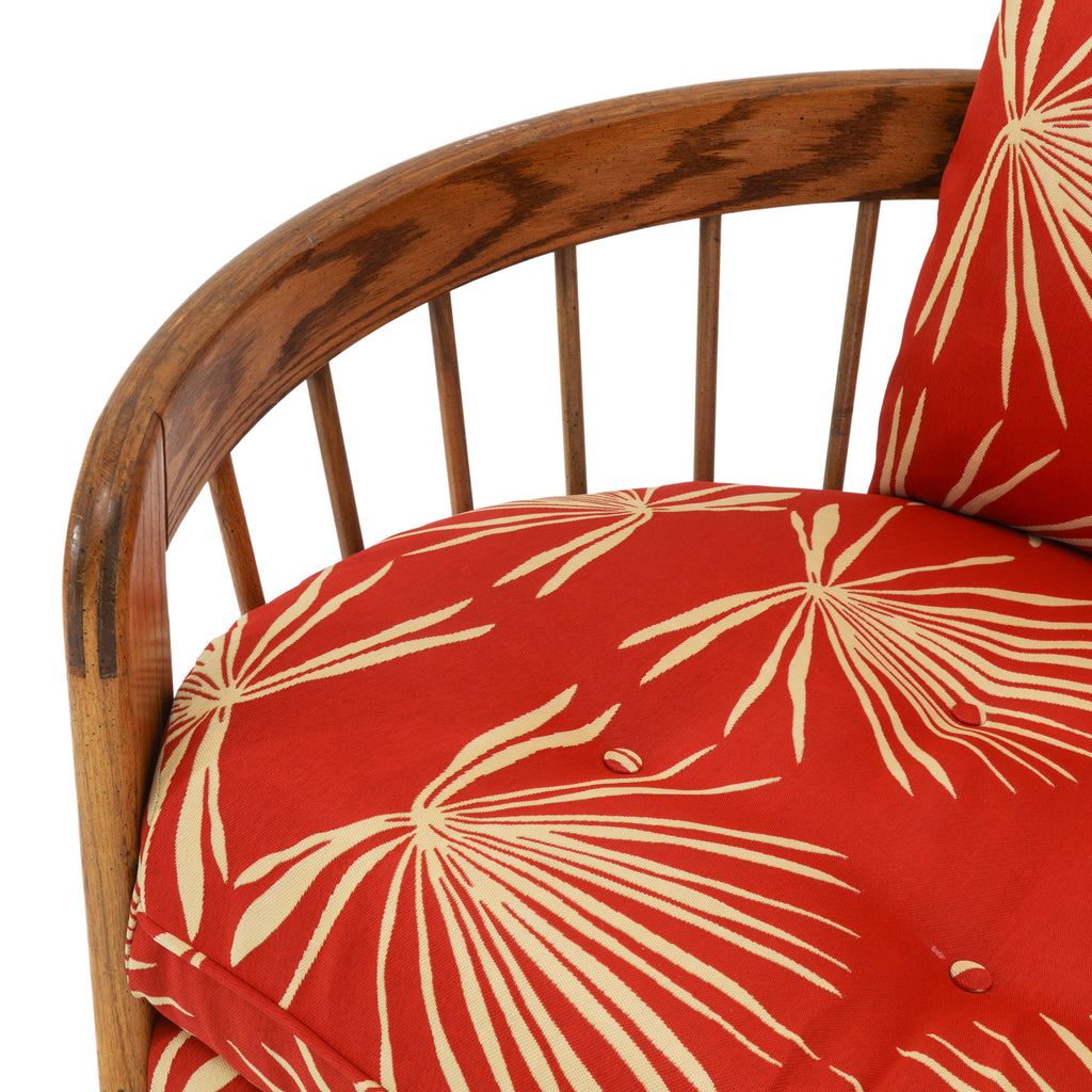 Red Boho Curved Back Couch