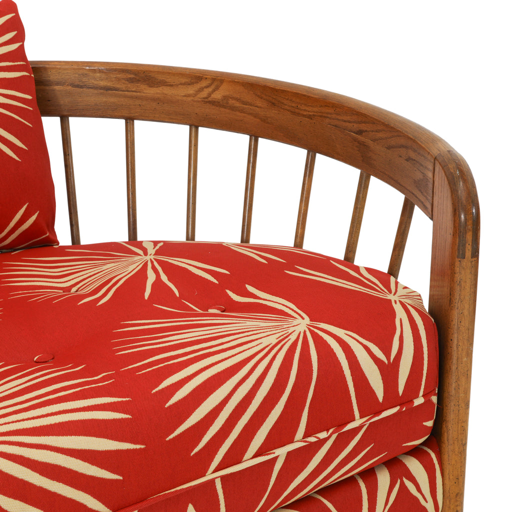Red Boho Curved Back Couch