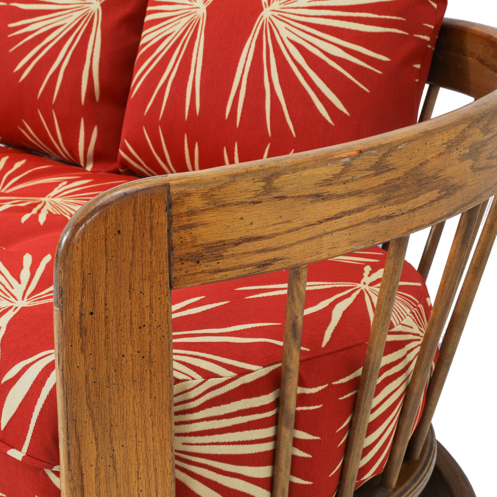 Red Boho Curved Back Couch