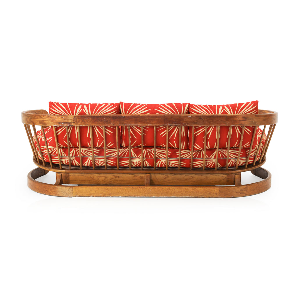 Red Boho Curved Back Couch