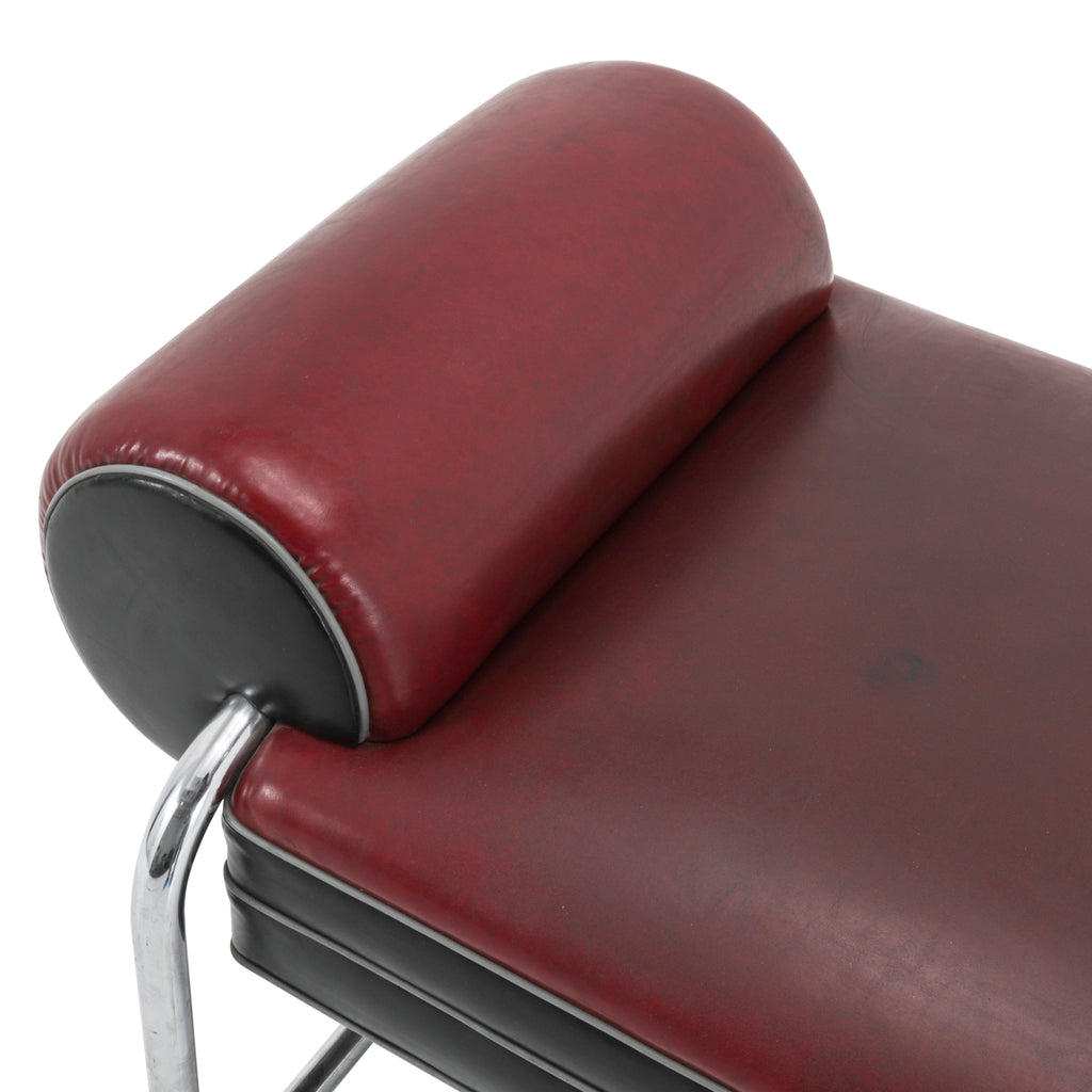 Red / Black Leather & Chrome Deco Bench