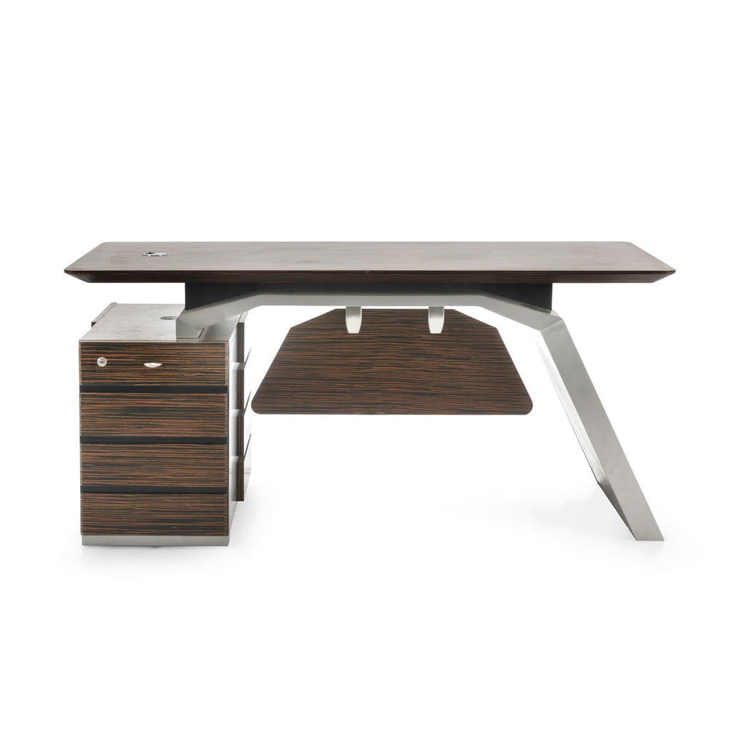 Brown / Black Tiger Wood 2-Piece Desk