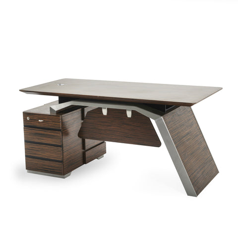 Brown / Black Tiger Wood 2-Piece Desk