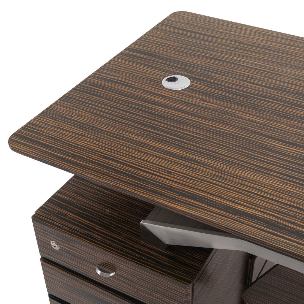 Brown / Black Tiger Wood 2-Piece Desk