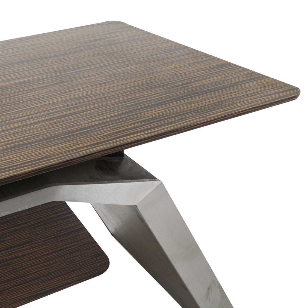 Brown / Black Tiger Wood 2-Piece Desk