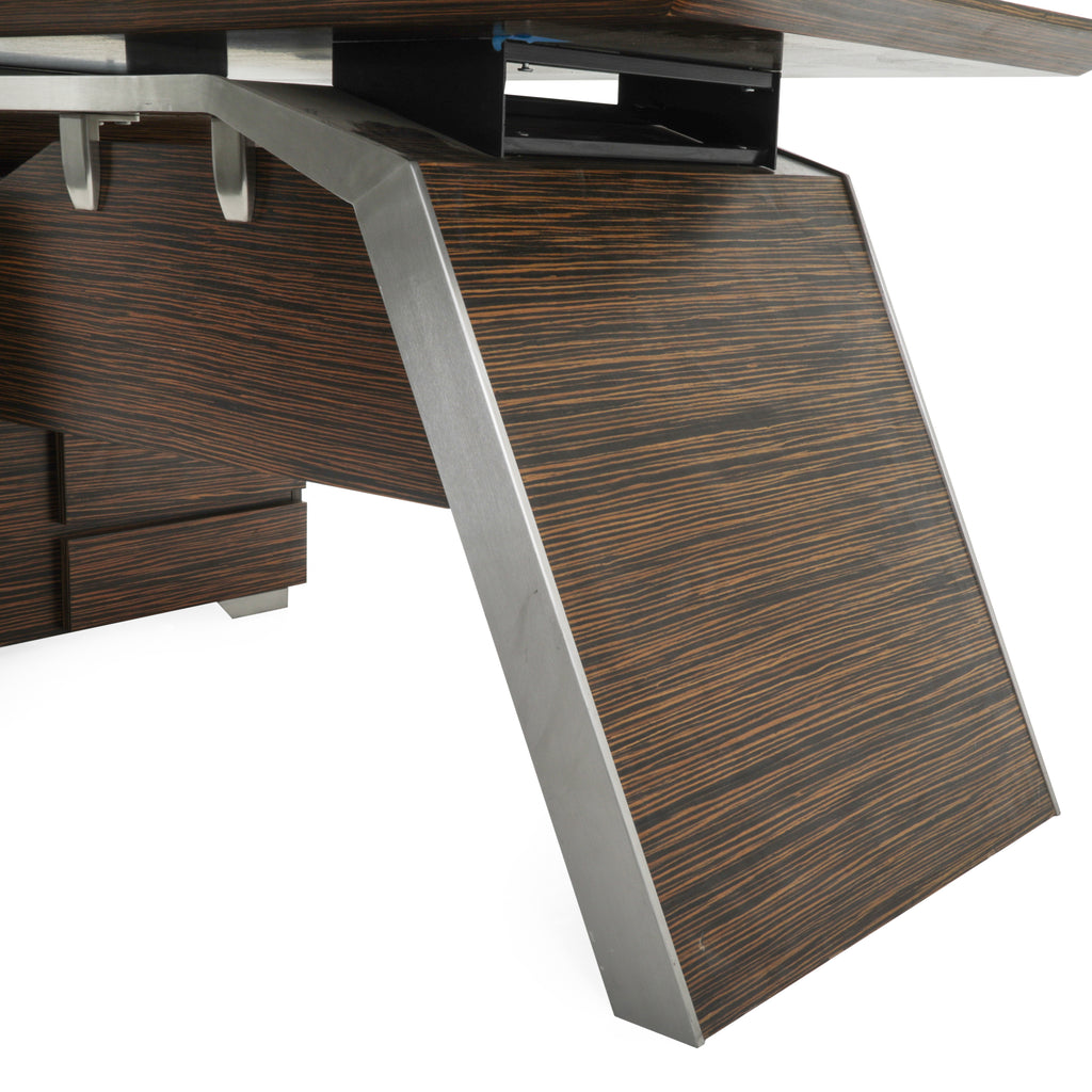 Brown / Black Tiger Wood 2-Piece Desk