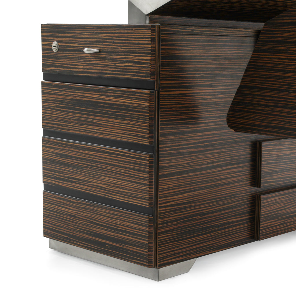 Brown / Black Tiger Wood 2-Piece Desk