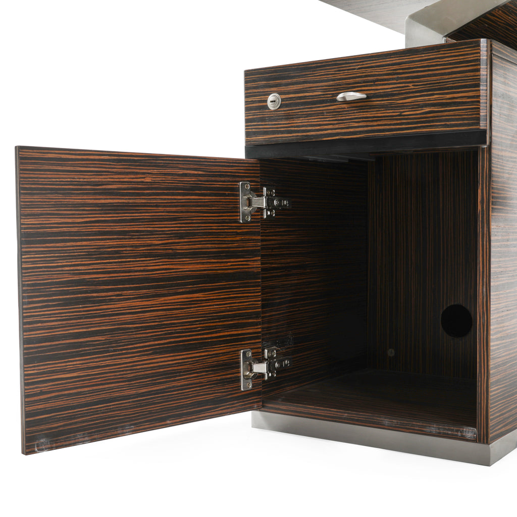 Brown / Black Tiger Wood 2-Piece Desk