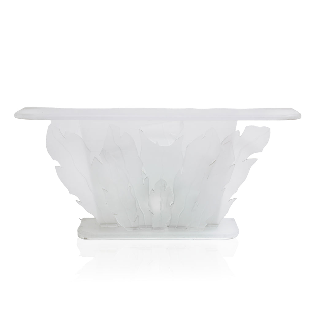 Frosted Acrylic Leaf Console w/ Green Light