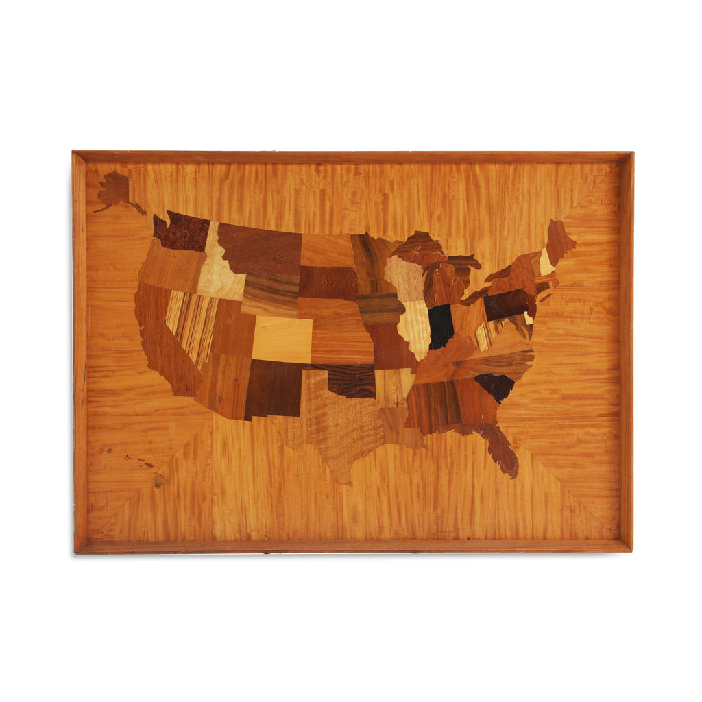 Vintage Wooden USA Map Artwork