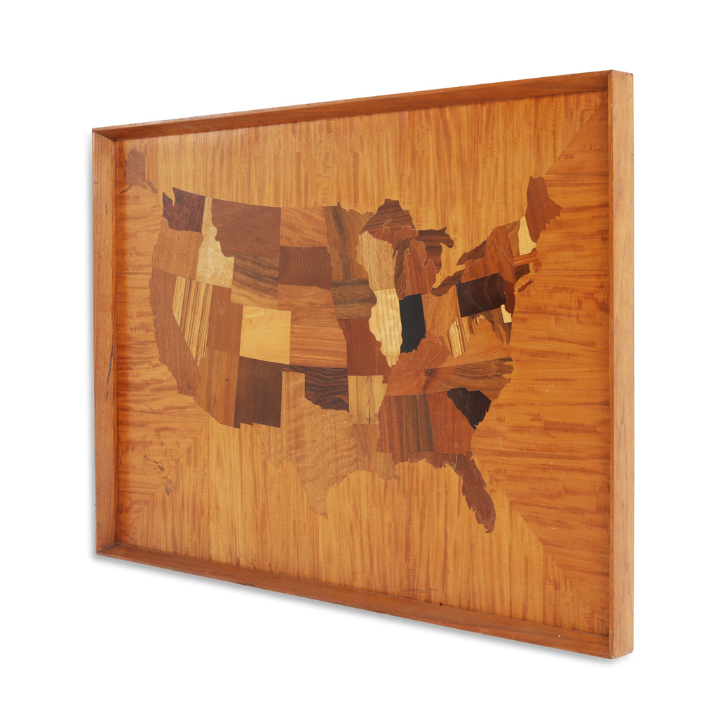 Vintage Wooden USA Map Artwork