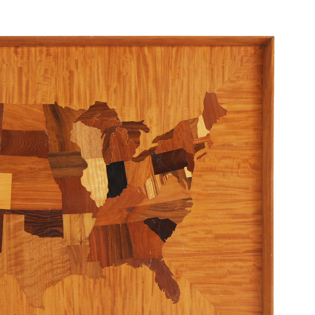 Vintage Wooden USA Map Artwork