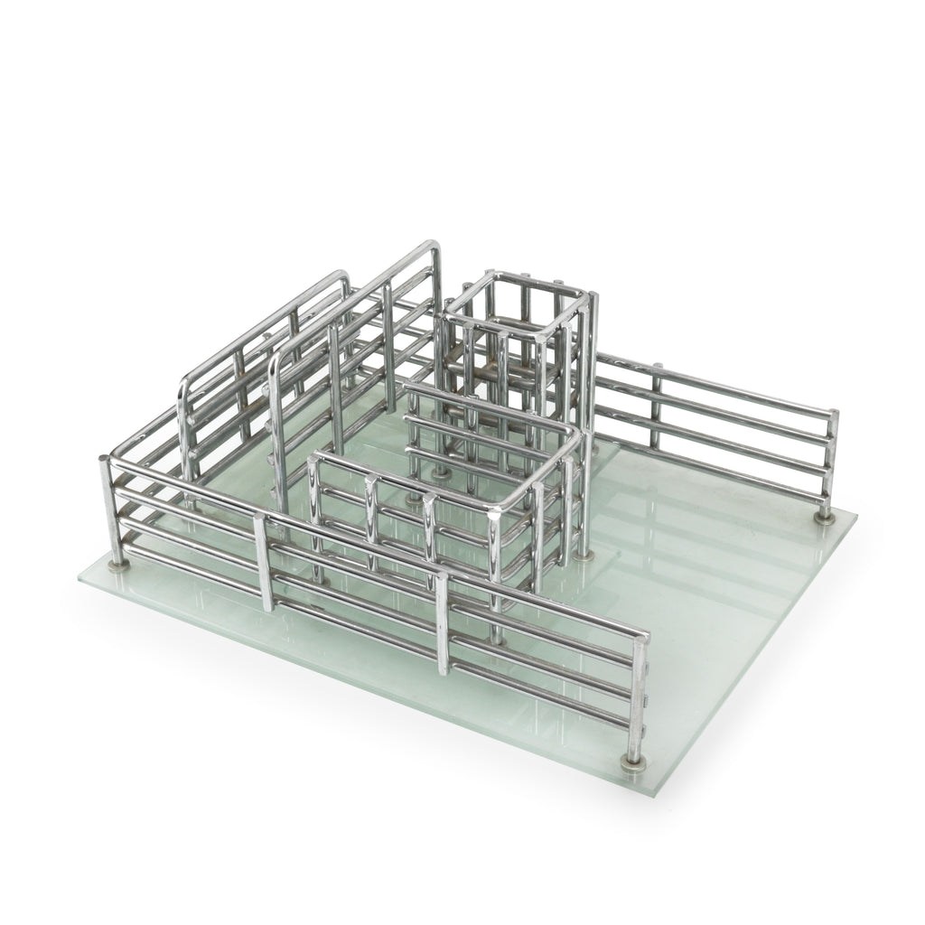Frosted Glass & Chrome Wire Pen Holder