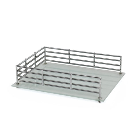 Frosted Glass & Chrome Wire Desk Tray