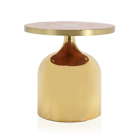 Gold Side Table w/ Wood Top