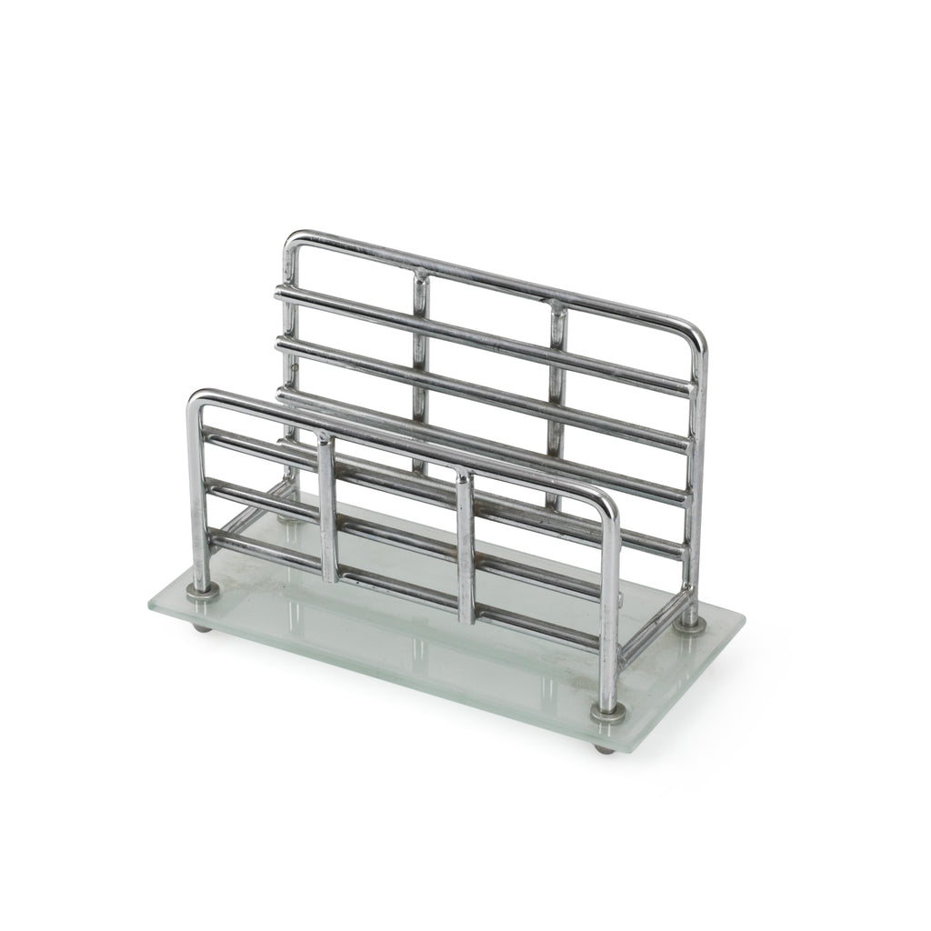 Frosted Glass & Chrome Wire Small File Holder