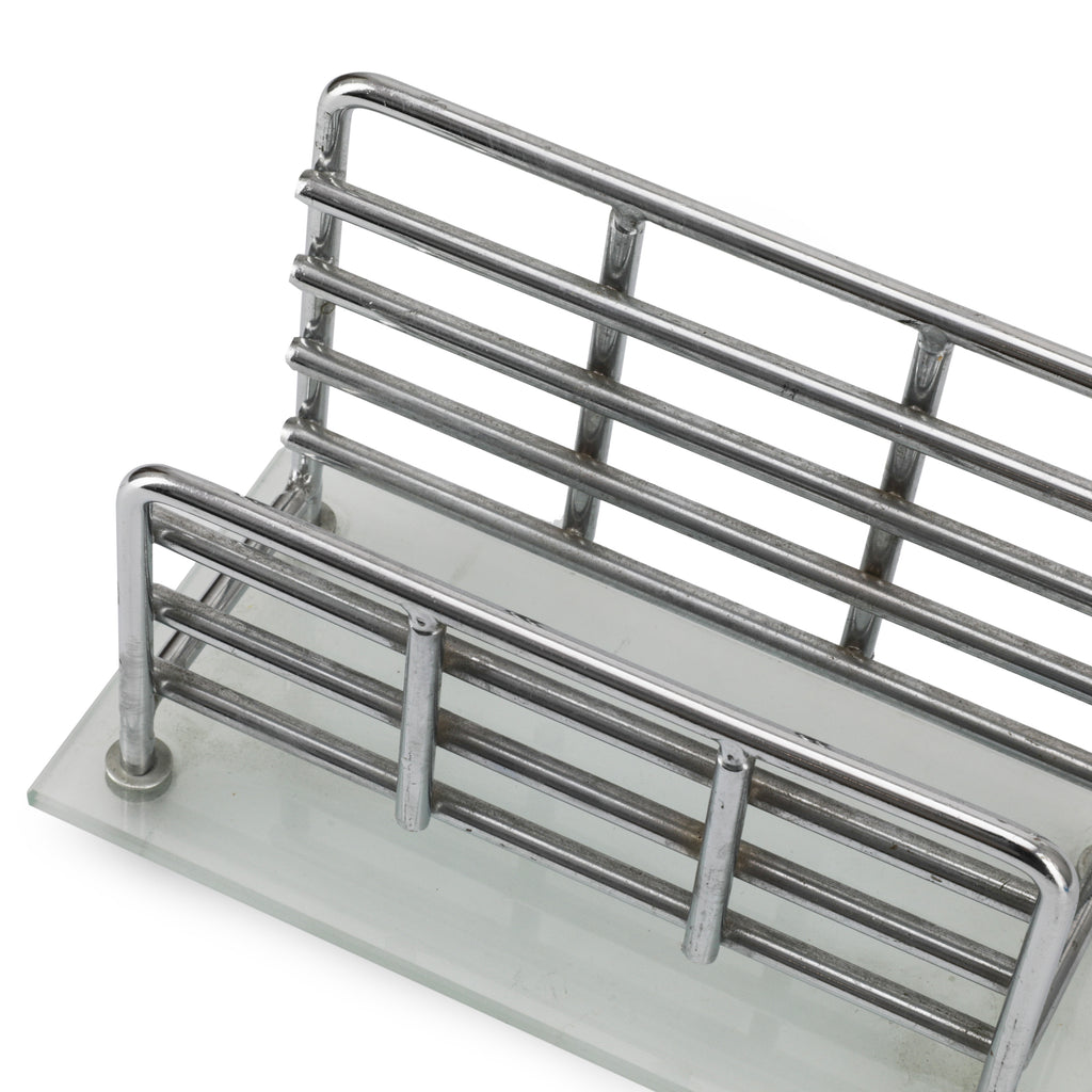 Frosted Glass & Chrome Wire Small File Holder
