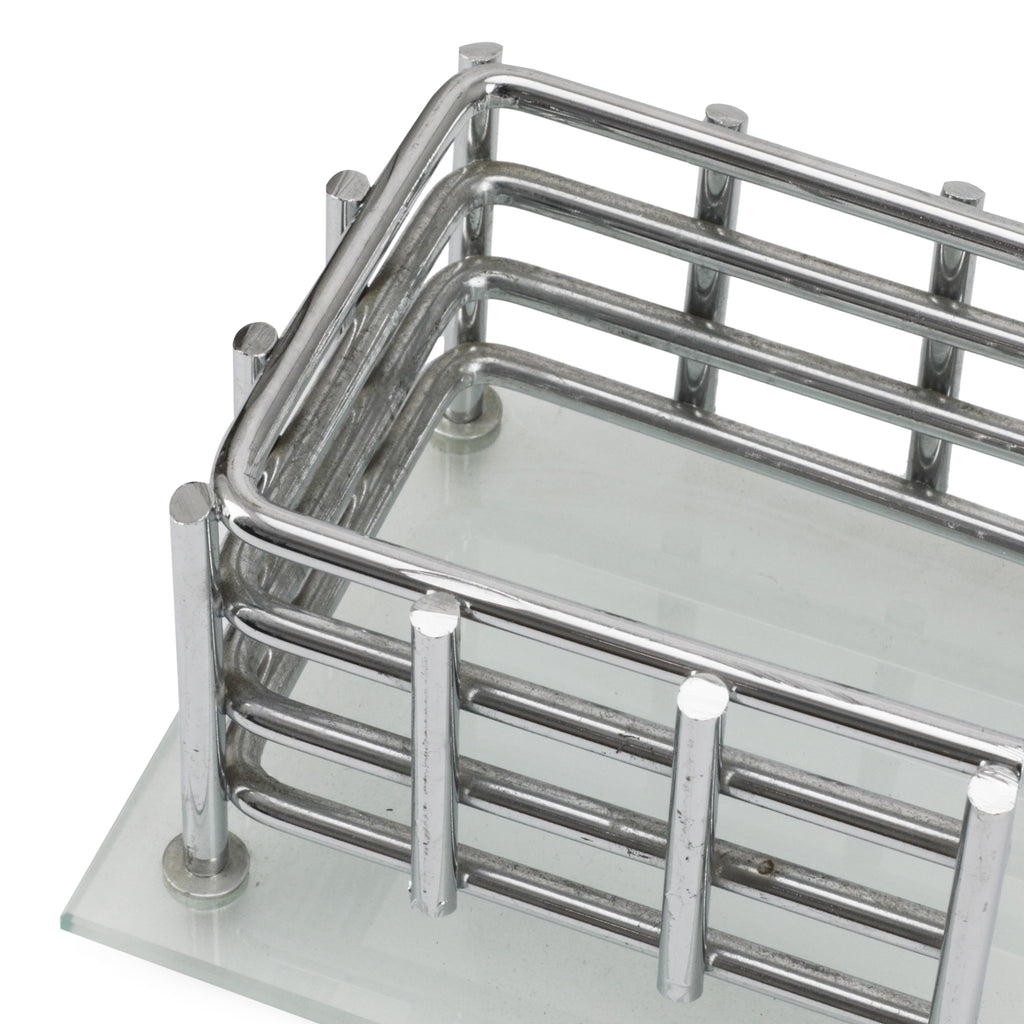 Frosted Glass & Chrome Wire Note Tray